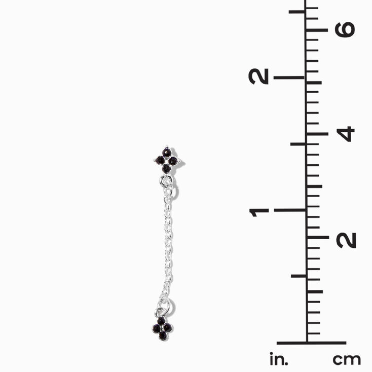 Black Enamel &amp; Silver Stud Earrings - 9 Pack,