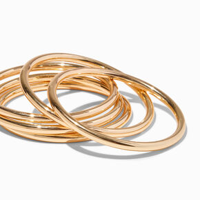 Gold-tone Thick Bangle Bracelets - 5 Pack,