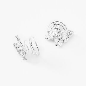 Silver Butterfly Rhinestone Hair Spinners - 6 Pack,