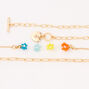 Beaded Daisy Gold Chain Bracelet Set - 3 Pack,