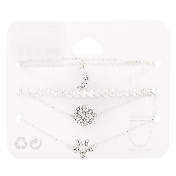 Silver Celestial Chain Bracelets - 5 Pack,