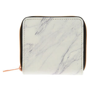 Black &amp; White Marble Mini Zip Wallet,