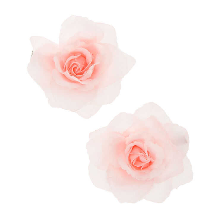 Light Pink Rose Hair Clips,