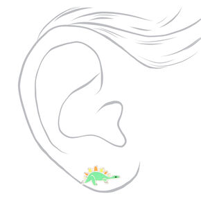 Green Dinosaur Silver Stud Earrings,
