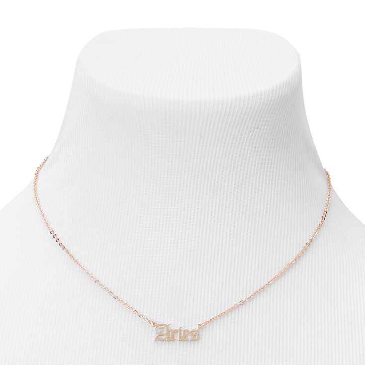 Gold Gothic Zodiac Pendant Necklace - Aries,