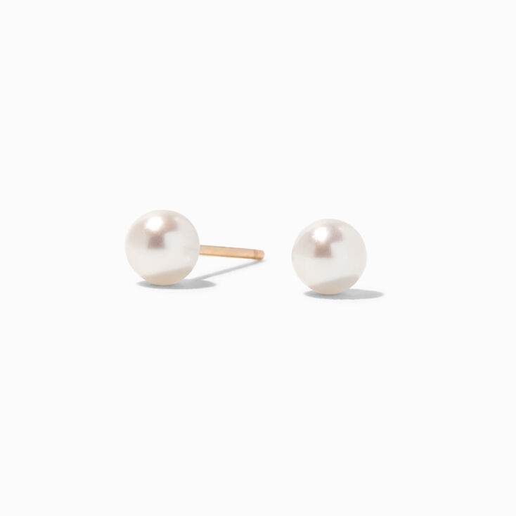 14K Gold 4MM Freshwater Pearl Stud Earrings,