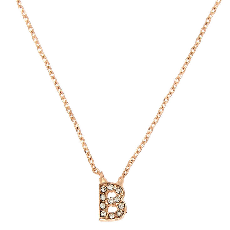 Rose Gold Initial Pendant Necklace - B,