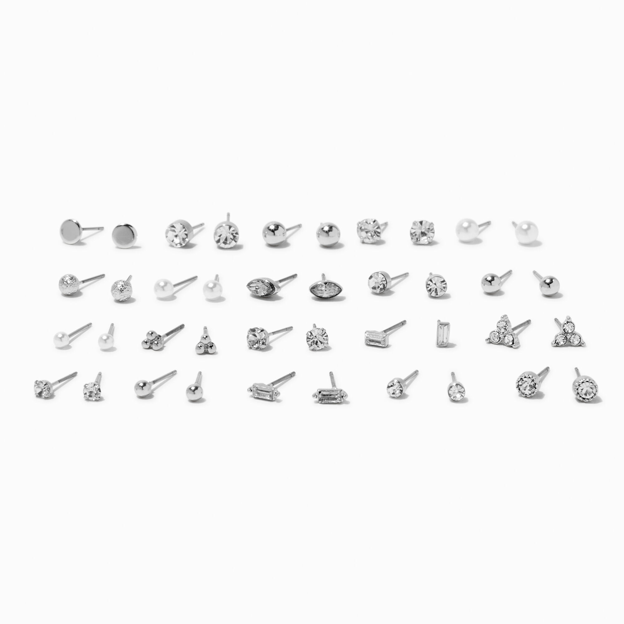 Pack of silver stud earrings online