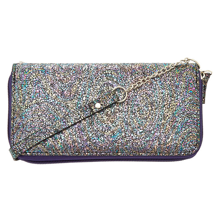 Oil Slick Crossbody Wallet - Purple,