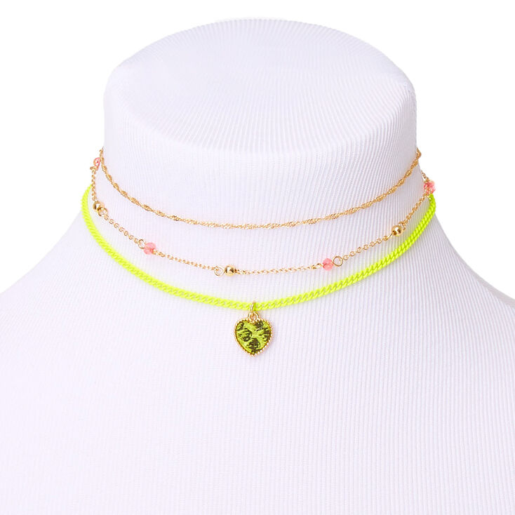 Gold Neon Choker Necklaces - 3 Pack,