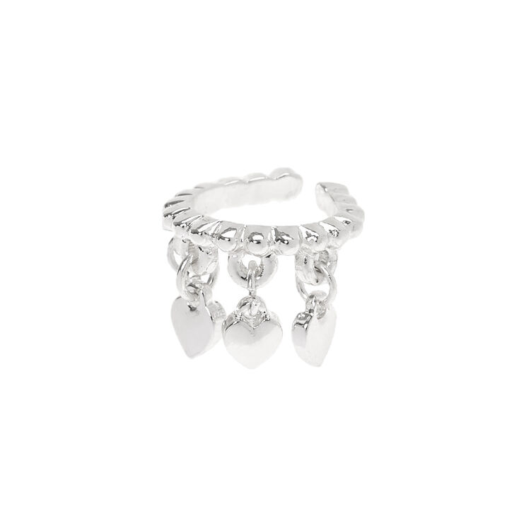 Silver Heart Charm Ear Cuff,