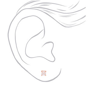 18kt Rose Gold Plated Cubic Zirconia Square Stud Earrings - 5MM,