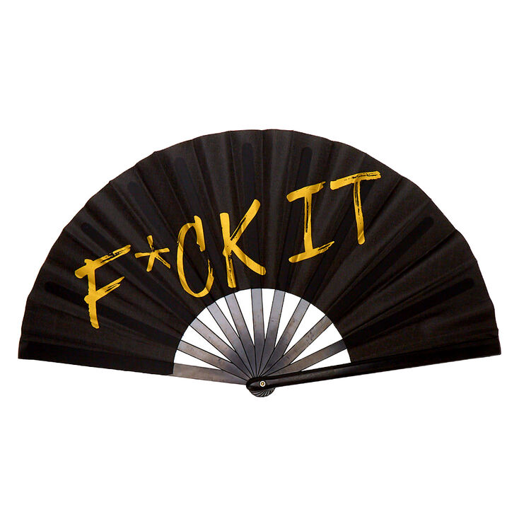 &quot;F*ck It&quot; Black Oversized Folding Fan,