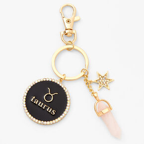 Gold Mystical Gem Zodiac Keychain - Taurus,