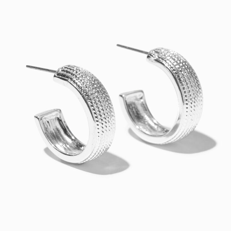 Silver Tire Print 20MM Hoop Earrings,