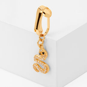 Gold Embellished Snake Clip On Faux Belly Ring,