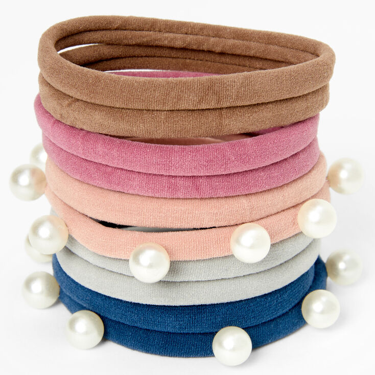 Multicolored Pearl Rolled Hair Ties - 10 Pack,