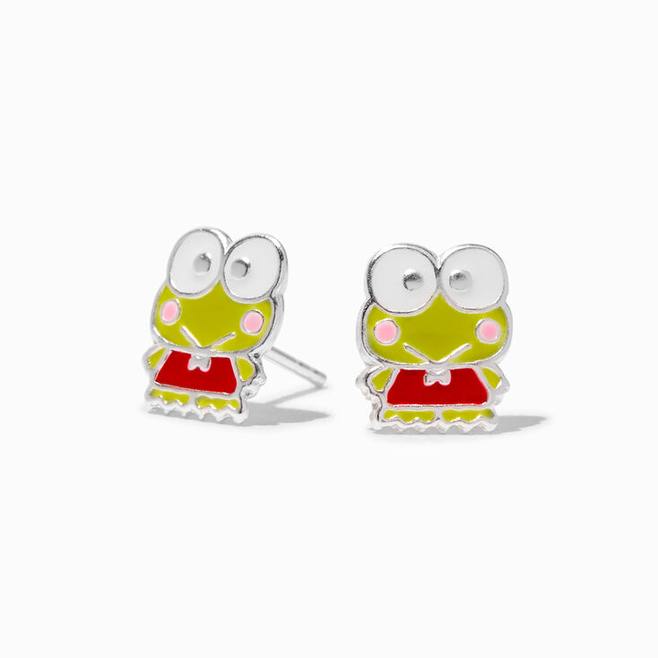 Sterling Silver Hello Kitty&reg; and Friends Keroppi&reg; Enamel Stud Earrings,