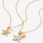 Gold Embellished Starfish Pendant Necklace Set - 2 Pack,