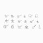 Silver-tone Pearl Floral Mini Stud Earrings - 9 Pack,