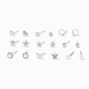 Silver Pearl Floral Mixed Stud Earrings - 9 Pack,