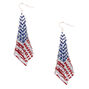 Silver 3&quot; American Flag Mesh Drop Earrings,