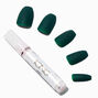 Matte Emerald Coffin Vegan Faux Nail Set - 24 Pack,