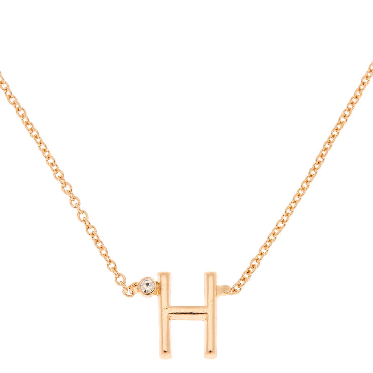 Gold Initial Necklace - H,
