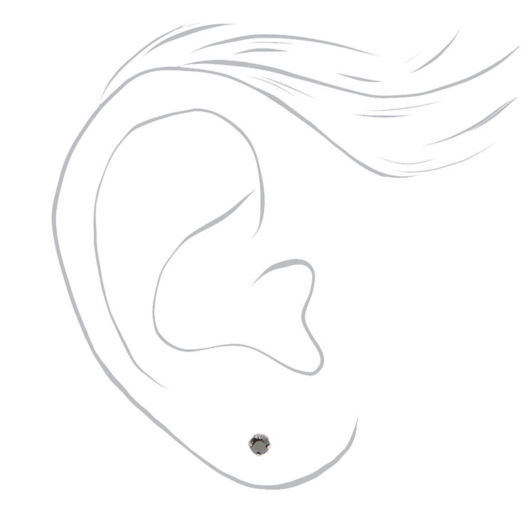 Stainless Steel 3mm Black CZ Studs Ear Piercing Kit with Ear Care Solution,
