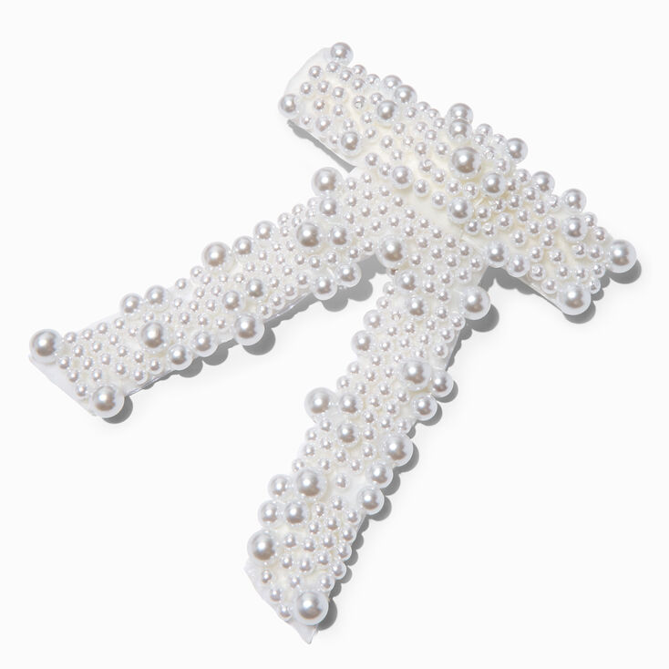 Pav&eacute; Pearl Bow Barrette,