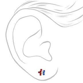 Sterling Silver Fourth of July Star Stud Earrings - 3 Pack,