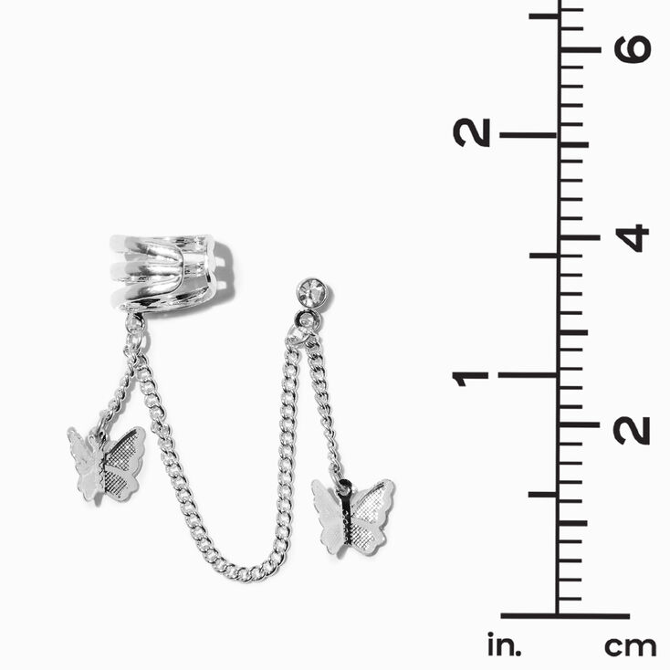 Silver-tone Butterfly Connector Cuff Earring Stackables - 5 Pack,
