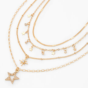 Gold Stars Multi Strand Choker Necklace,
