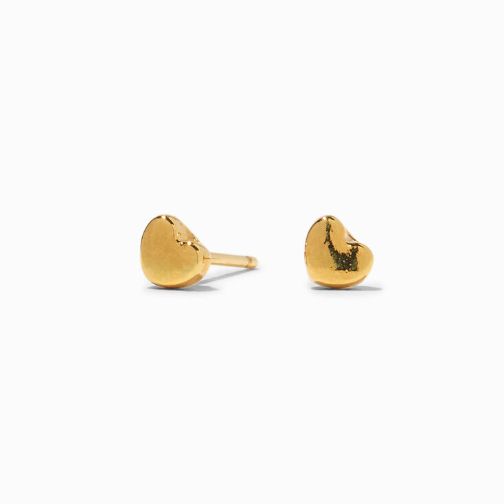 18K Gold Plated Heart Stud Earrings,