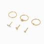 Stainless Steel Gold Star 20G Iridescent Crystal Nose Studs &amp; Hoops - 6 Pack,