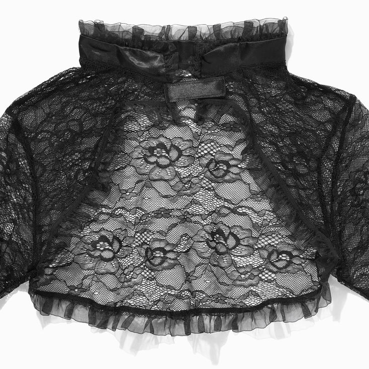 Black Lace Long Sleeve Capelette,