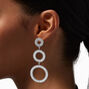 Silver Rhinestone 3&quot; Circle Drop Earrings,