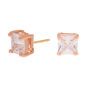 18kt Rose Gold Plated Cubic Zirconia Square Stud Earrings - 5MM,