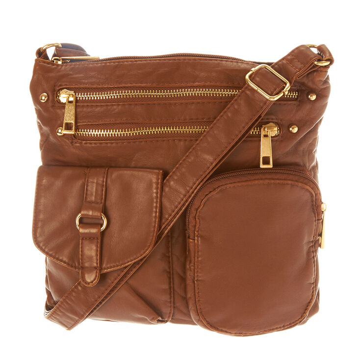 Brown Faux Leather Hudson Crossbody | Icing US