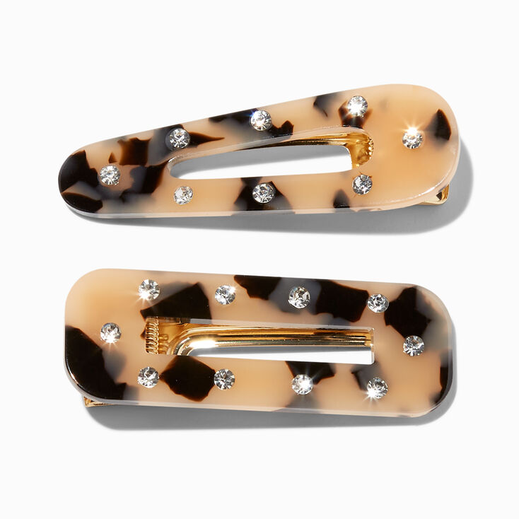 Brown Embellished Tortoiseshell Hair Clips - 2 Pack,