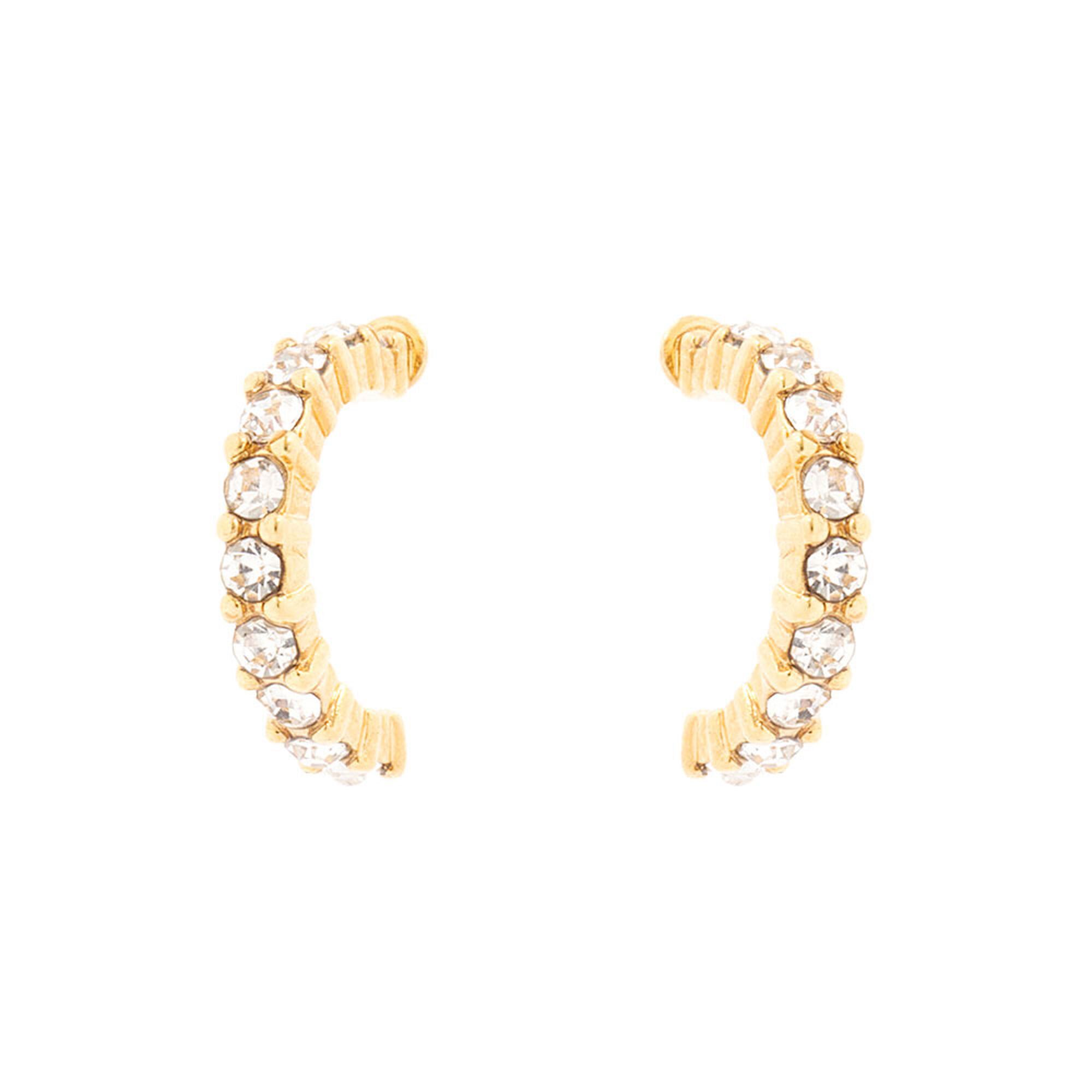 18kt Gold Plated Gl Stone Half Hoop Earrings Icing Us 18kt Gold Plated Gl Stone Half Hoop Earrings