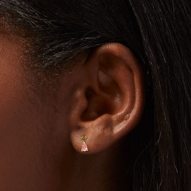 Sterling Silver Cubic Zirconia Pink Teardrop Earrings,