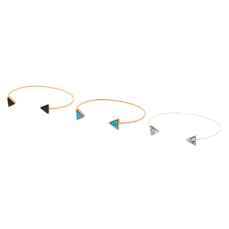 Gold Marble Triangle Cuff Bracelets - 3 Pack,