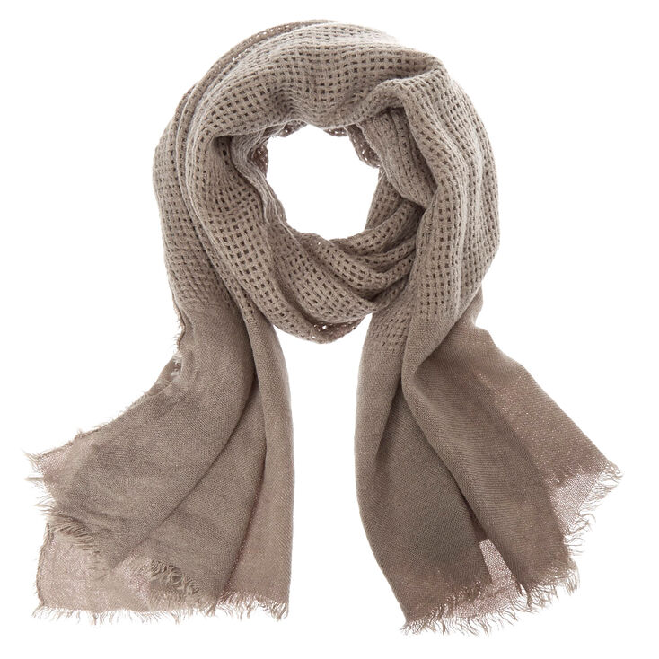 Solid Gray Waffle Style Blanket Scarf,