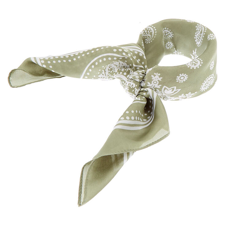 Silky Paisley Bandana Headwrap - Sage Green,