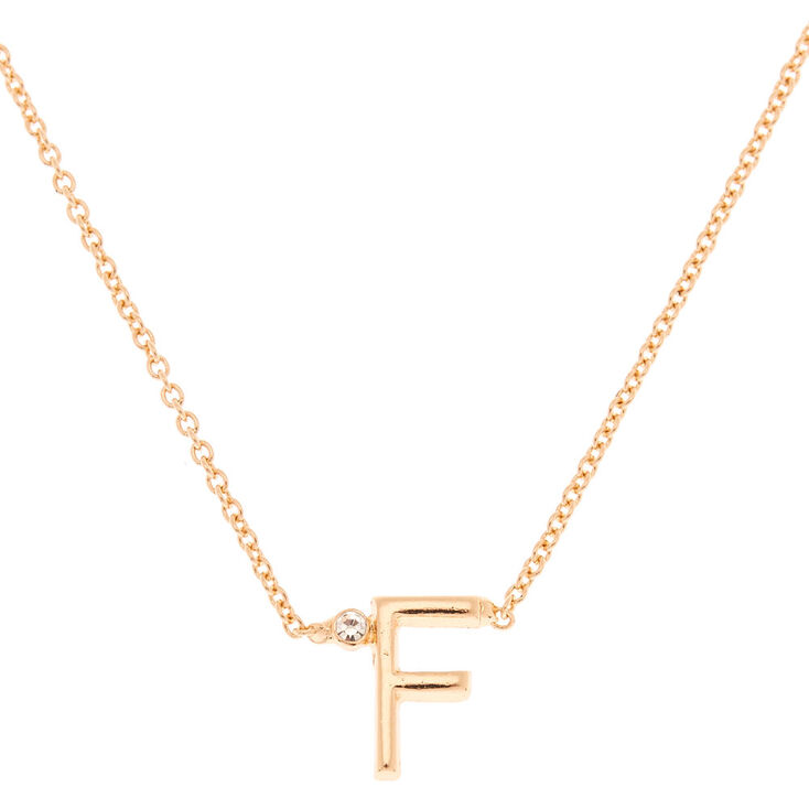 Gold Initial Necklace - F,