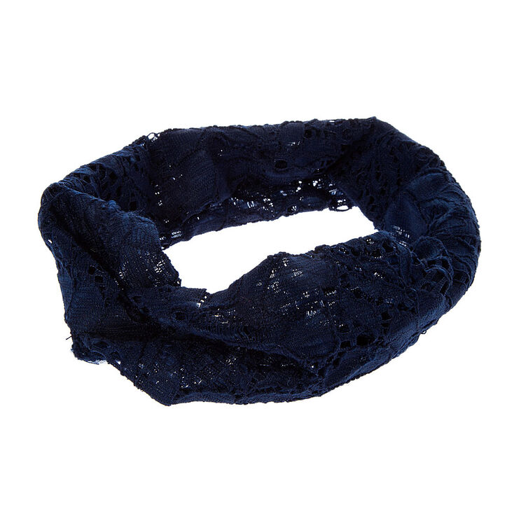 Navy Blue Lace Stretch Head wrap,
