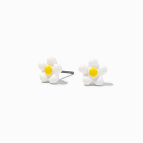 White Daisy Stud Earrings,
