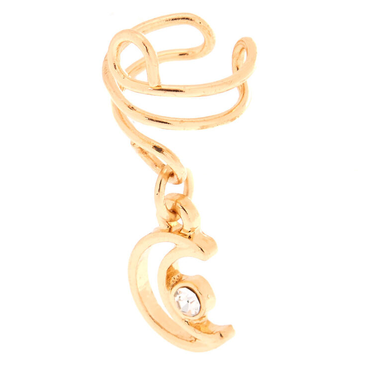 Gold Moon Charm Ear Cuff,