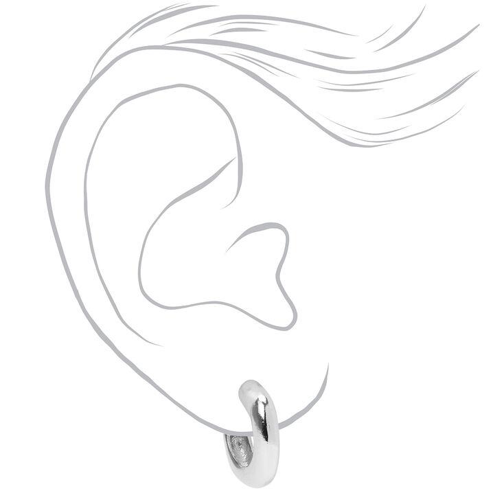 Silver 20MM Thick Square Bottom Hoop Earrings,